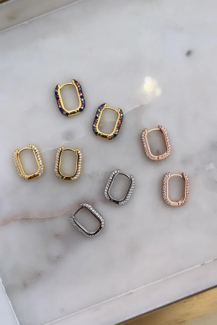 Square Huggie Crystal Hoops {House of Moda}